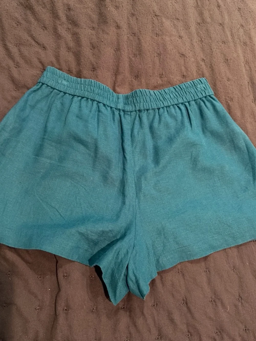 MICHAEL Michael Kors Teal Elastic High-Waist Shorts